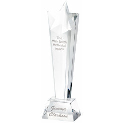Crystal Star Column Trophy - 28cm