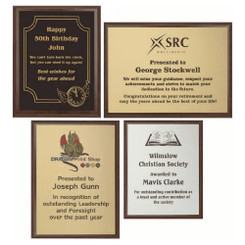 Wood Plaque Award with Colour Laminate Front - PLEASE SPECIFY COLOUR IN NOTES - 23cm