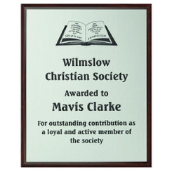 Wood Plaque Award with Colour Laminate Front - PLEASE SPECIFY COLOUR IN NOTES - 25cm