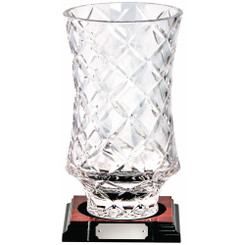 Lead Crystal Vase Award on Wood Base - 21cm