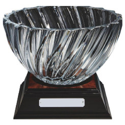 Bohemia Crystalite Twist Bowl Award on Wood Stand - 21cm