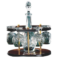 Crystal Decanter with 4 Brandy Balloons on Carousel - 37cm