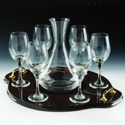 Wine Decanter and 6 Wine Glasses on Tray - 28cm