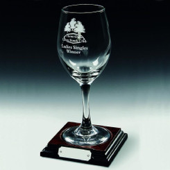 Single Wine Glass on Wood Stand - 22cm