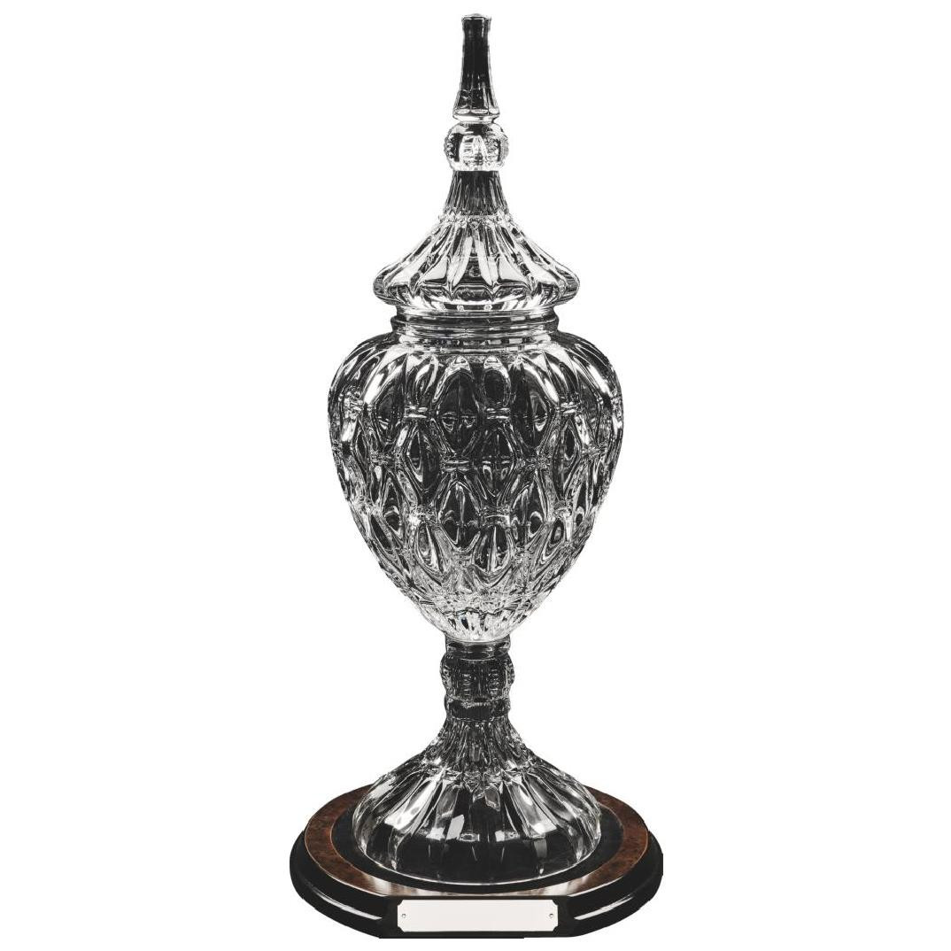 Crystal Vase Award With Lid On Wood Base 58cm 23