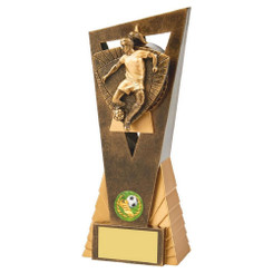 Antique Gold Female Footballer Edge Trophy - 21cm