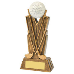 Antique Gold Golf Club/Ball Resin - 15cm