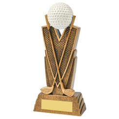 Antique Gold Golf Club/Ball Resin - 17cm