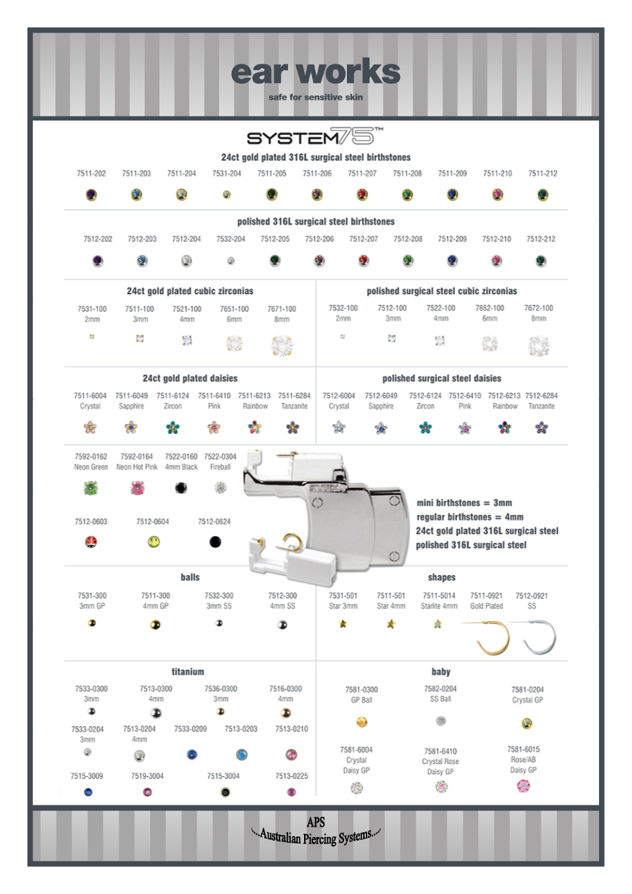 Studex Piercing System 75 Cartridges Australian Piercing Systems (APS)