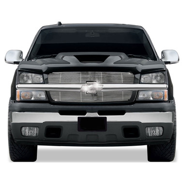 2-Piece Grille Molding Panel Set For 2003-2007 Chevrolet Silverado - Black Trim