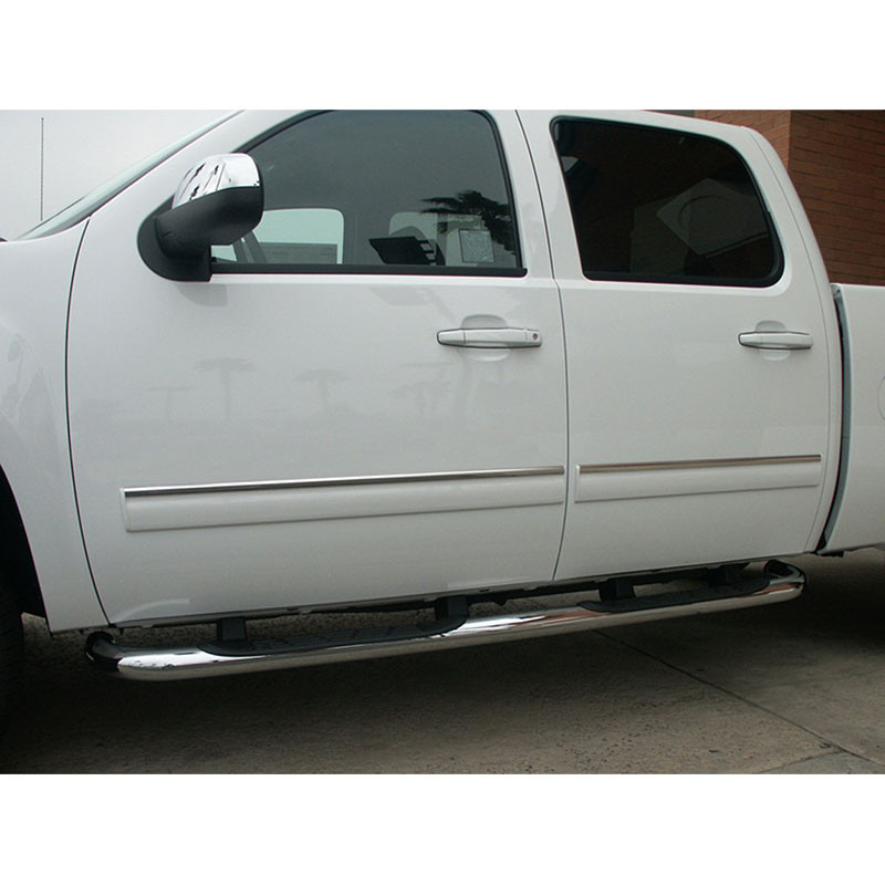Made in USA Works with 07-2013 GMC Sierra Crew Cab Rocker Panel Chrome Stainless Steel Body Side Moulding Molding Trim Cover 4.25 Full Width 4PC Overlay 