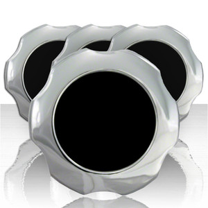 Set of 4 Chrome w/Black ABS Center Caps for 1996-1997 Nissan Pickup