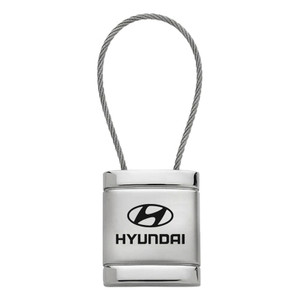 Hyundai on Satin-Chrome Cable Keychain - Officially Licensed