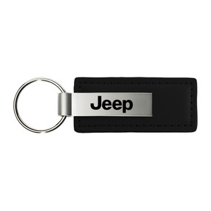 Jeep on Black Leather Keychain - Officially Licensed