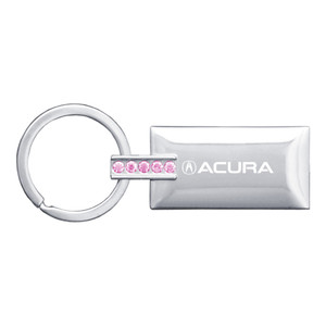 Acura on Pink Jeweled Rectangular Keychain - Officially Licensed