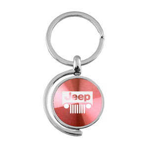 Jeep Grille Logo on Pink Spinner Keychain - Officially Licensed
