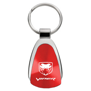 Dodge Viper Fangs Logo on Red Teardrop Keychain - Officially Licensed