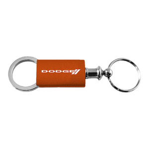 Dodge Stripe Logo on Orange Anodized Aluminum Valet Keychain