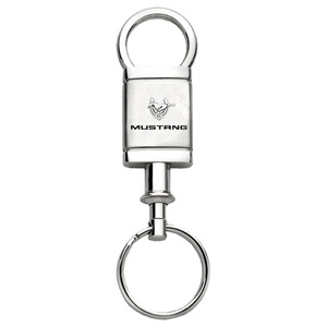 Ford Mustang 45th Anniversary Logo on Satin-Chrome Valet Keychain