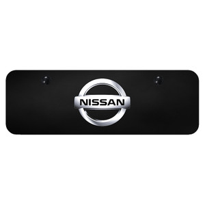 Chrome Nissan Logo on Black Mini License Plate - Officially Licensed