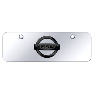 Black Pearl Nissan Logo on Chrome Mini License Plate - Officially Licensed