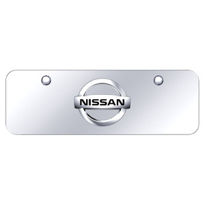 Chrome Nissan Logo on Chrome Mini License Plate - Officially Licensed