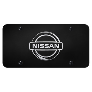 Nissan Logo Laser Etched on Black License Plate - Officially Licensed