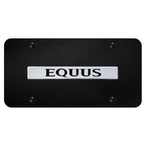 Chrome Hyundai Equus Name on Black License Plate - Officially Licensed