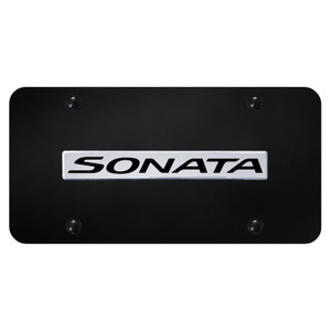 Chrome Hyundai Sonata Name on Black License Plate - Officially Licensed