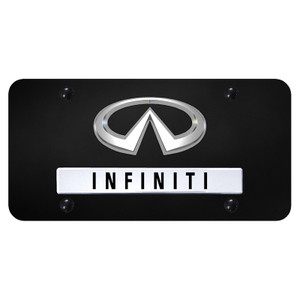 Dual Chrome Infiniti on Black License Plate - Officially Licensed