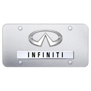 Dual Chrome Infiniti on Brushed Stainless Steel License Plate