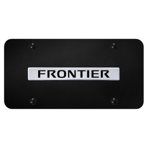 Chrome Nissan Frontier Name on Black License Plate - Officially Licensed