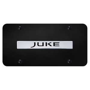 Chrome Nissan Juke Name on Black License Plate - Officially Licensed