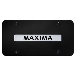 Chrome Nissan Maxima Name on Black License Plate - Officially Licensed
