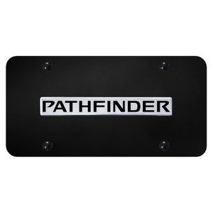Chrome Nissan Pathfinder Name on Black License Plate - Officially Licensed