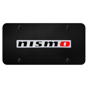 Chrome Nissan NISMO Red 'O' Name on Black License Plate - Officially Licensed