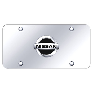 Black/Chrome Nissan Logo on Chrome License Plate - Officially Licensed