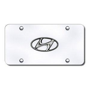 Chrome Hyundai Logo on Chrome License Plate - Officially Licensed