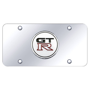 Chrome Nissan GT-R Logo on Chrome License Plate - Officially Licensed