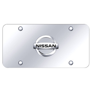 Chrome Nissan Logo on Chrome License Plate - Officially Licensed