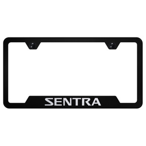 Nissan Sentra on Black Cut-Out License Plate Frame - Officially Licensed