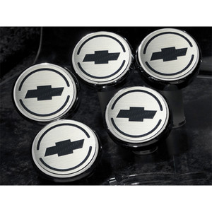 Chrome Cap Covers w/Carbon Fiber Bowtie Inlay for 97-13 Chevy Corvette Automatic