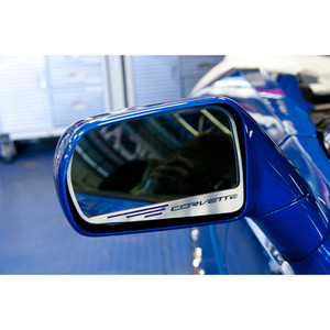Side View Mirror Trim w/Carbon Fiber Inlay&Corvette for 14-17 Corvette Stingray