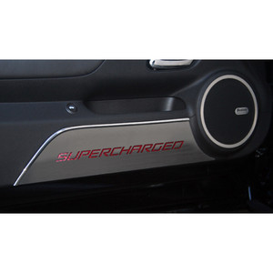 Door Panel Kick Plates w/Vinyl "Supercharged" Inlay for 2010-2014 Chevy Camaro