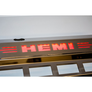 Polished Fuel Rail/Coil Pack Covers w/color LED&"HEMI" for 2009-2017 Challenger
