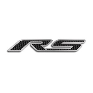 Brushed Stainless Hood Panel Emblem w/Vinyl "RS" Inlay for 2010-13 Chevy Camaro
