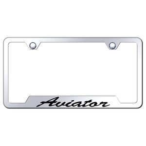 Lincoln Aviator Script on Mirrored Cut-Out License Plate Frame