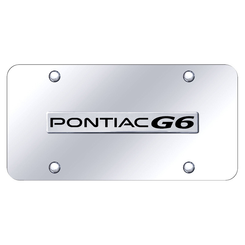 Au-TOMOTIVE GOLD Pontiac Chrome Logo on Black License Plate Au-TOMOTIVE GOLD Pontiac Chrome Logo on Black License Plate