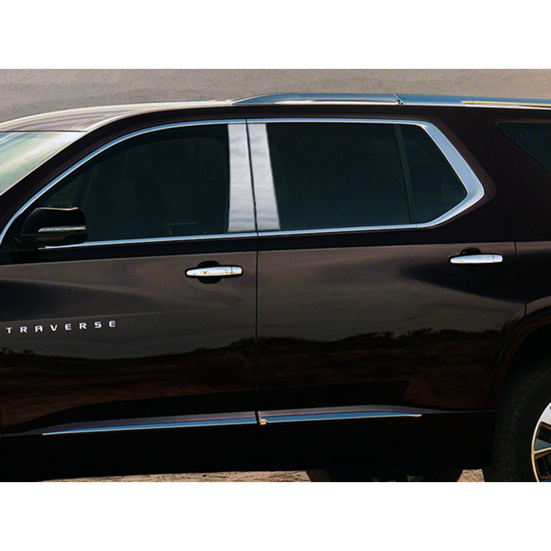 2018-2023 Chevy Traverse Chrome Pillar Post Trim – 6pc 304 Stainless Steel, USA Made, Self-Adhesive