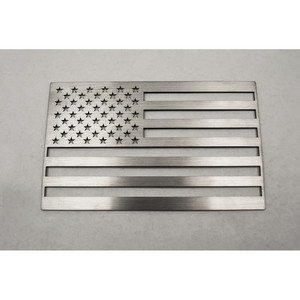 1pc Brushed Stainless Steel Driver Side Flag Emblem